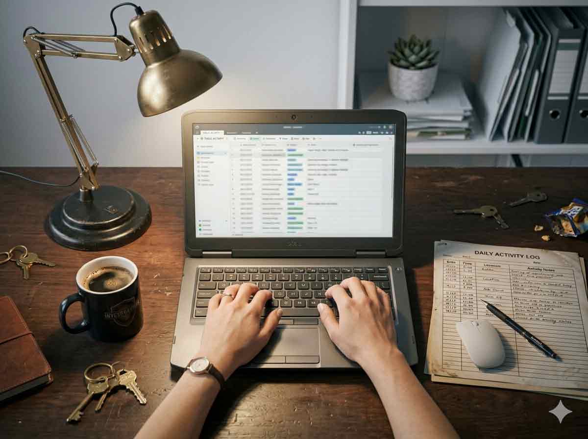 Private investigator researching address and location data for skip tracing in Winnipeg