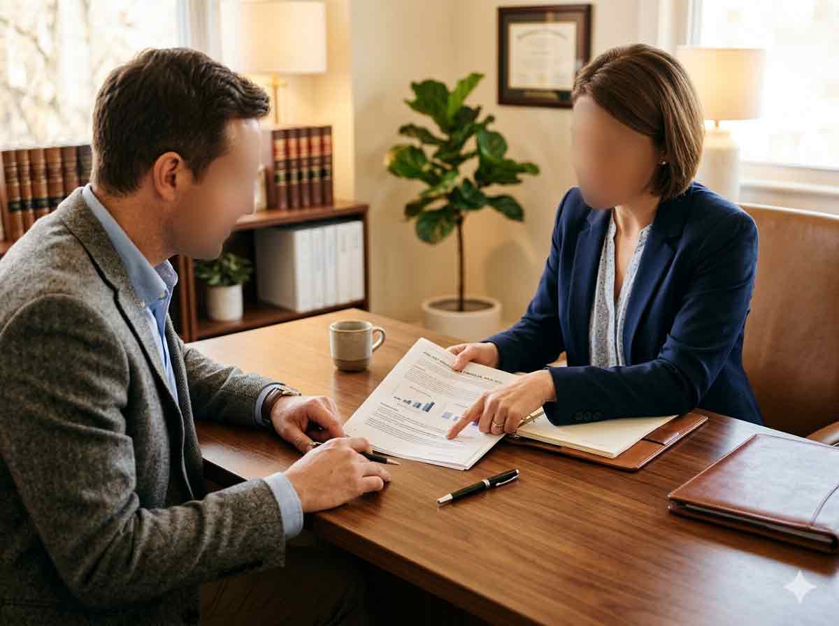 Business professional in Winnipeg reviewing background check findings with a licensed PI