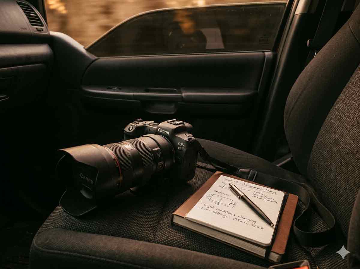Private investigator documenting surveillance evidence for an infidelity case in Winnipeg